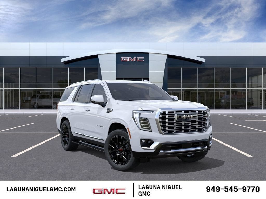 2026 GMC Yukon Denali in Glacier White Tricoat — front three-quarter view