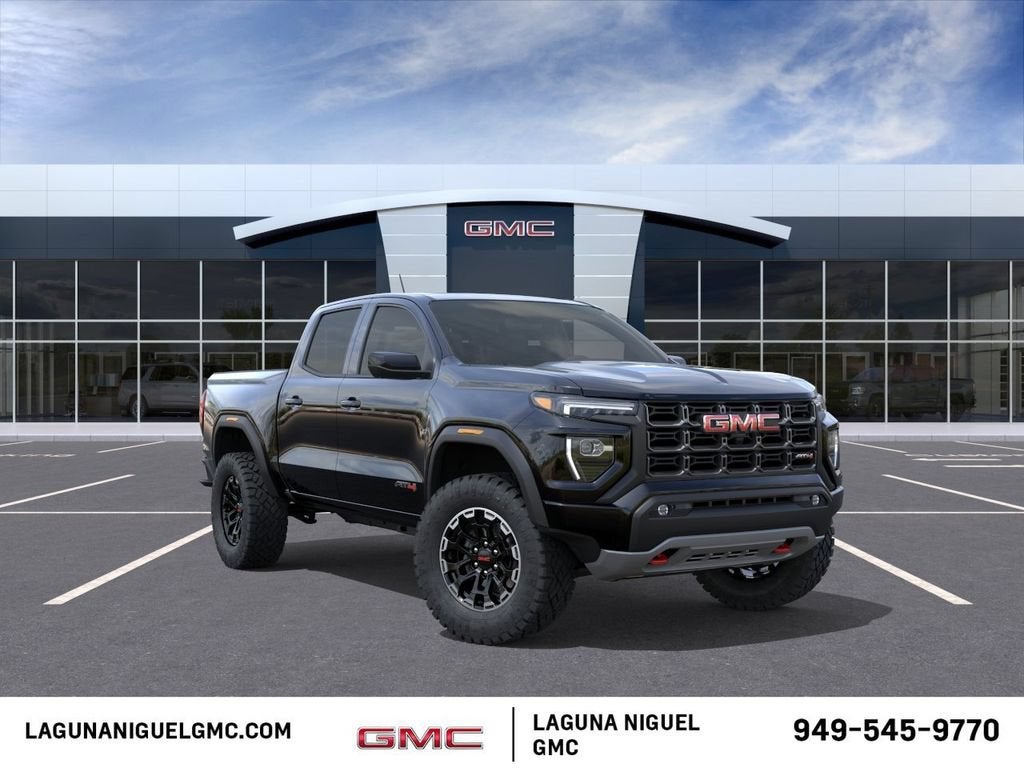 2026 GMC Canyon AT4 in Onyx Black — front three-quarter view