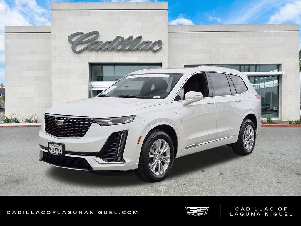 2023 Cadillac XT6 Luxury in Crystal White Tricoat — front three-quarter view