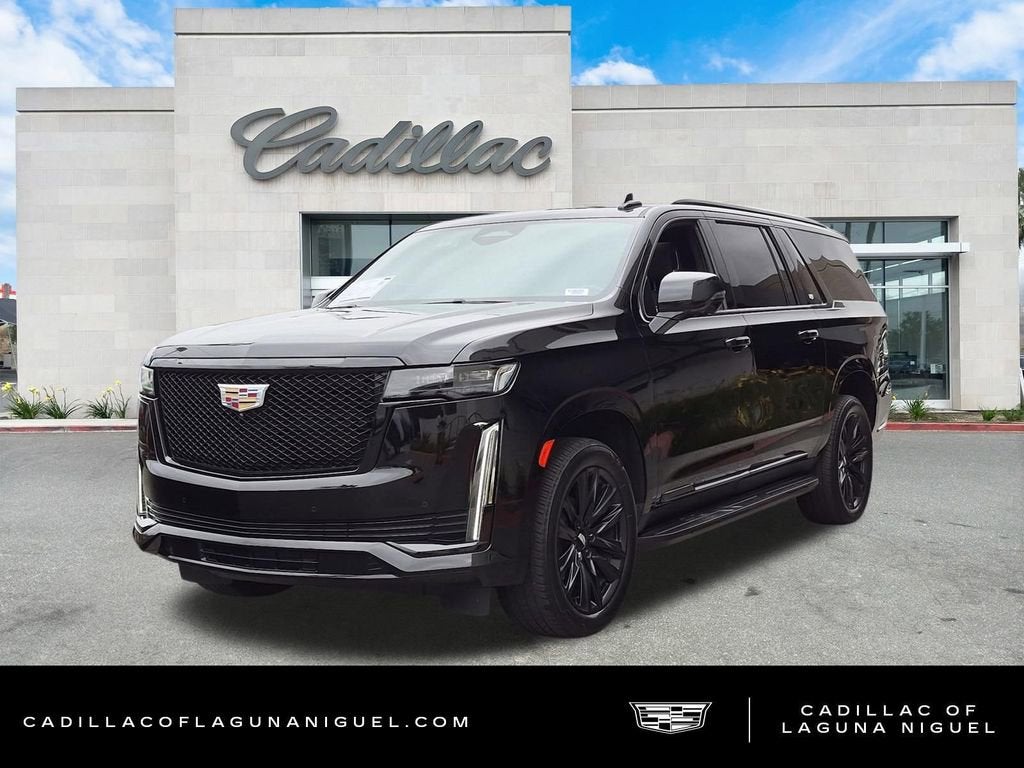 2023 Cadillac Escalade ESV Sport in Black Raven — front three-quarter view