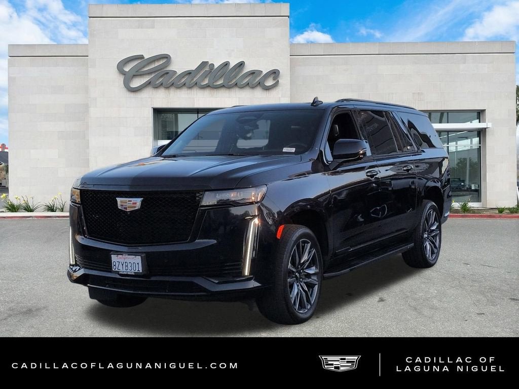 2022 Cadillac Escalade ESV Sport Platinum in Dark Moon Blue Metallic — front three-quarter view